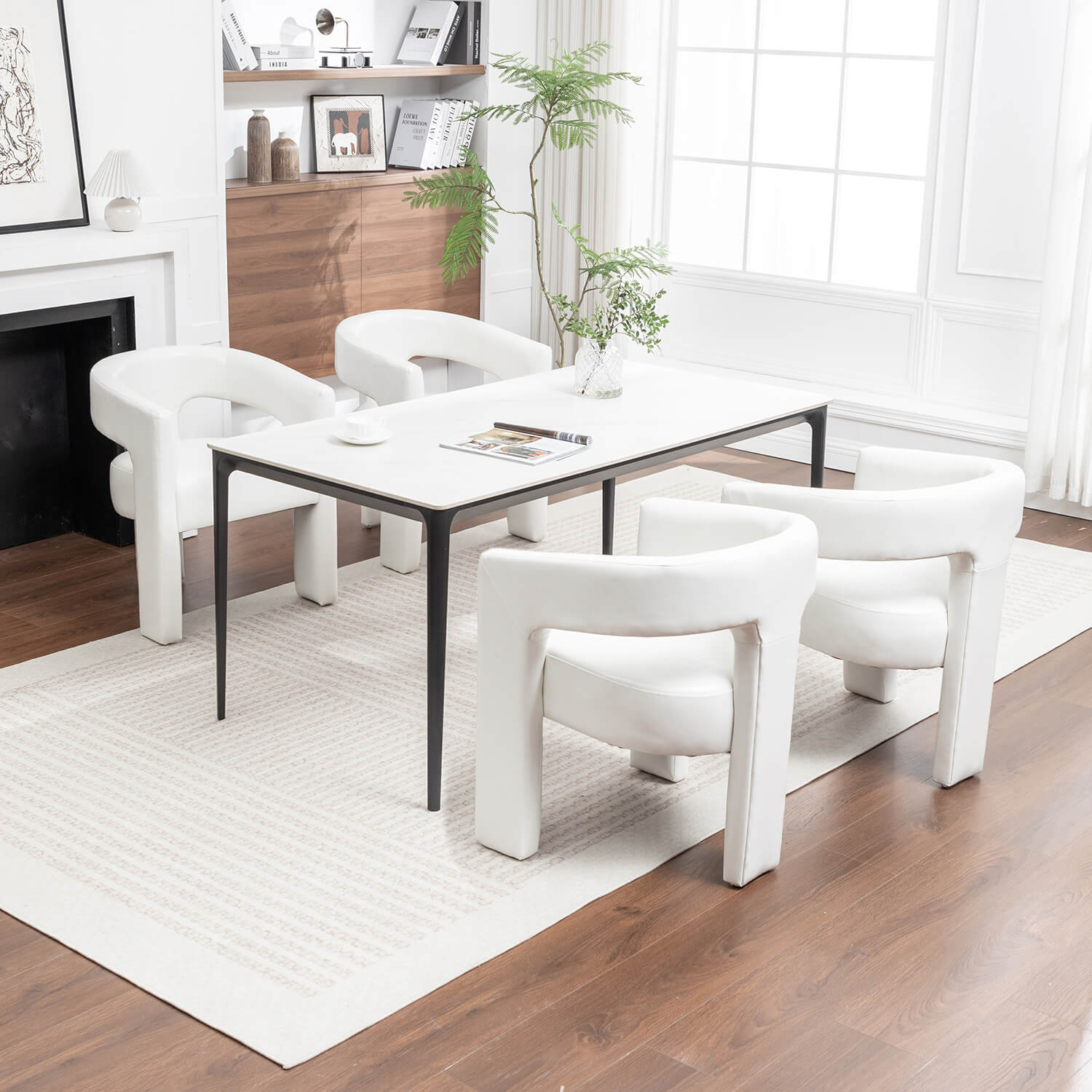 SEYNAR Modern Glam PU Leather Upholstered Dining Chair - Funk Metal Works LLC