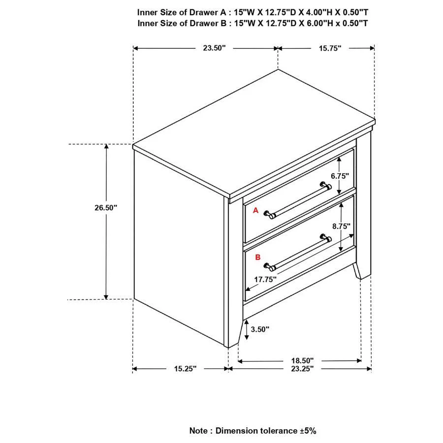 Ridgedale - 2-Drawer Nightstand - Weathered Dark Brown - Funk Metal Works LLC