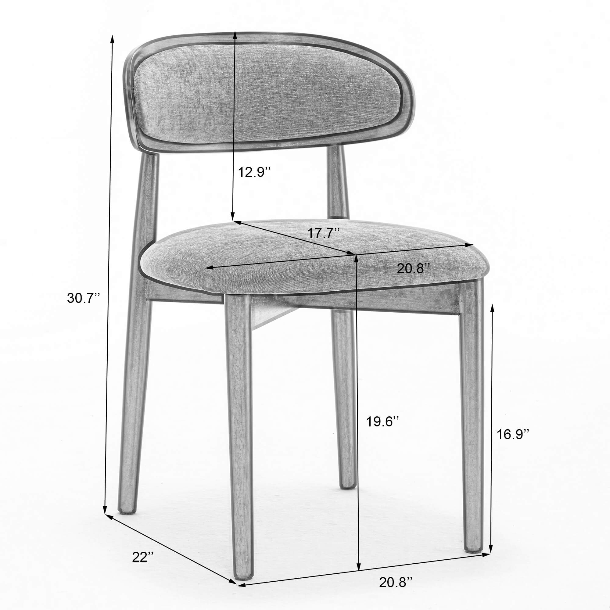 SEYNAR Set of 2/4/6 Mid-Century Modern Chenille Dining Chairs with Solid Wood Frame - Funk Metal Works LLC