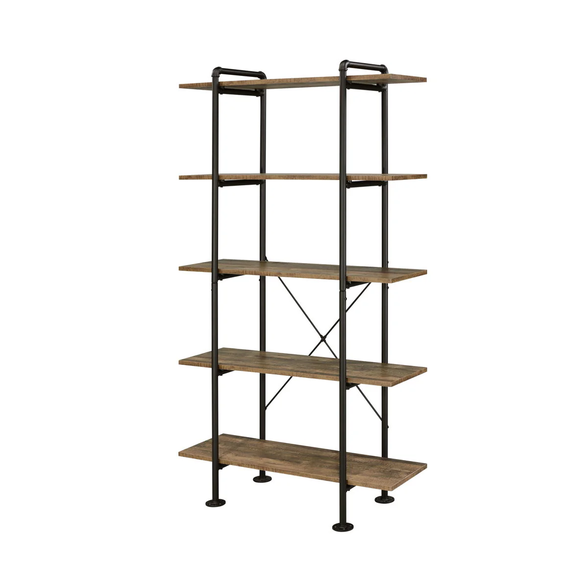 Nefo - Bookshelf - Rustic Oak & Black Finish - Funk Metal Works LLC