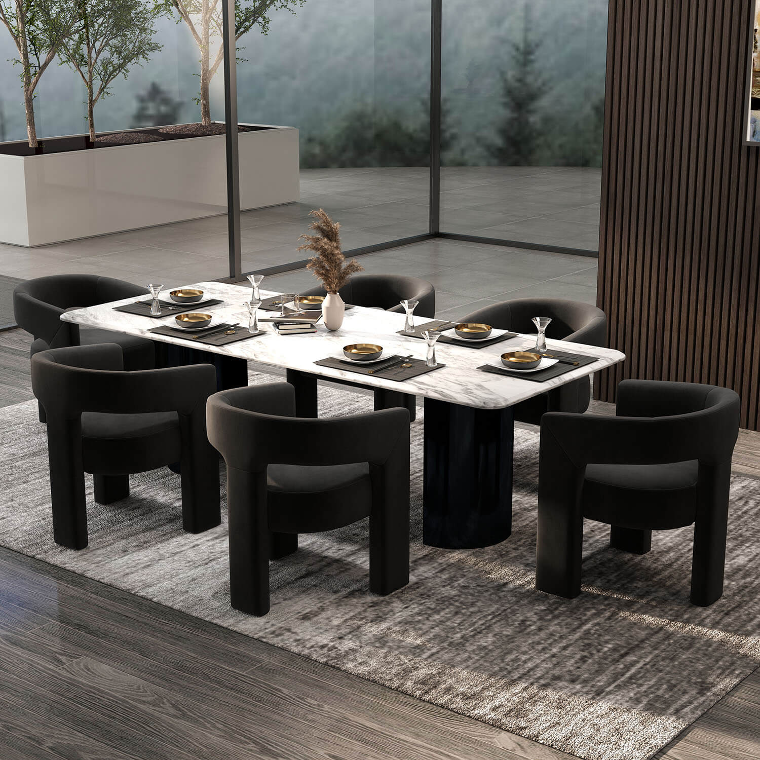 SEYNAR Modern Glam Velvet Upholstered Dining Chair, Open-Back Accent Chair - Funk Metal Works LLC