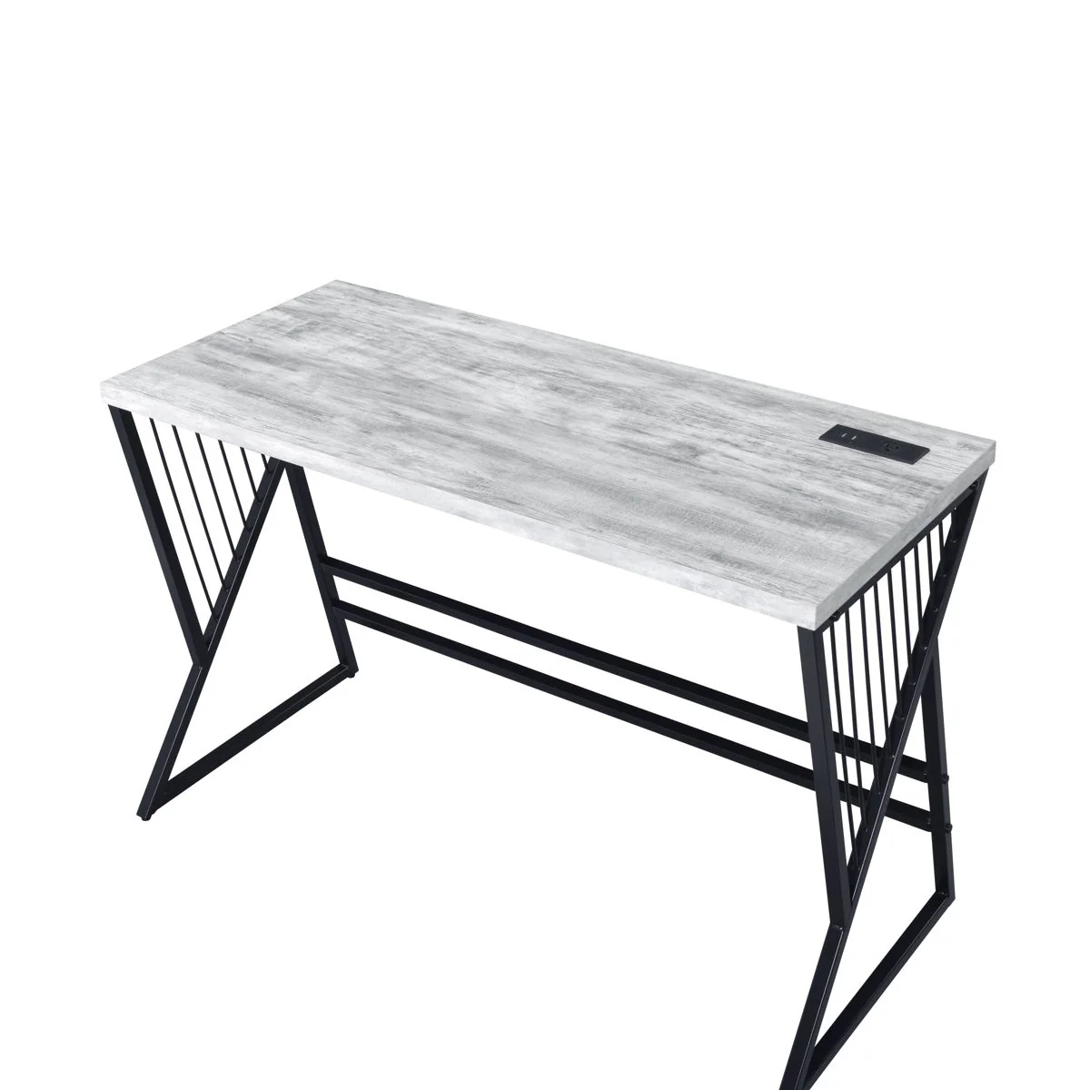 Collick - Writing Desk - Weathered Gray & Black Finish - Funk Metal Works LLC