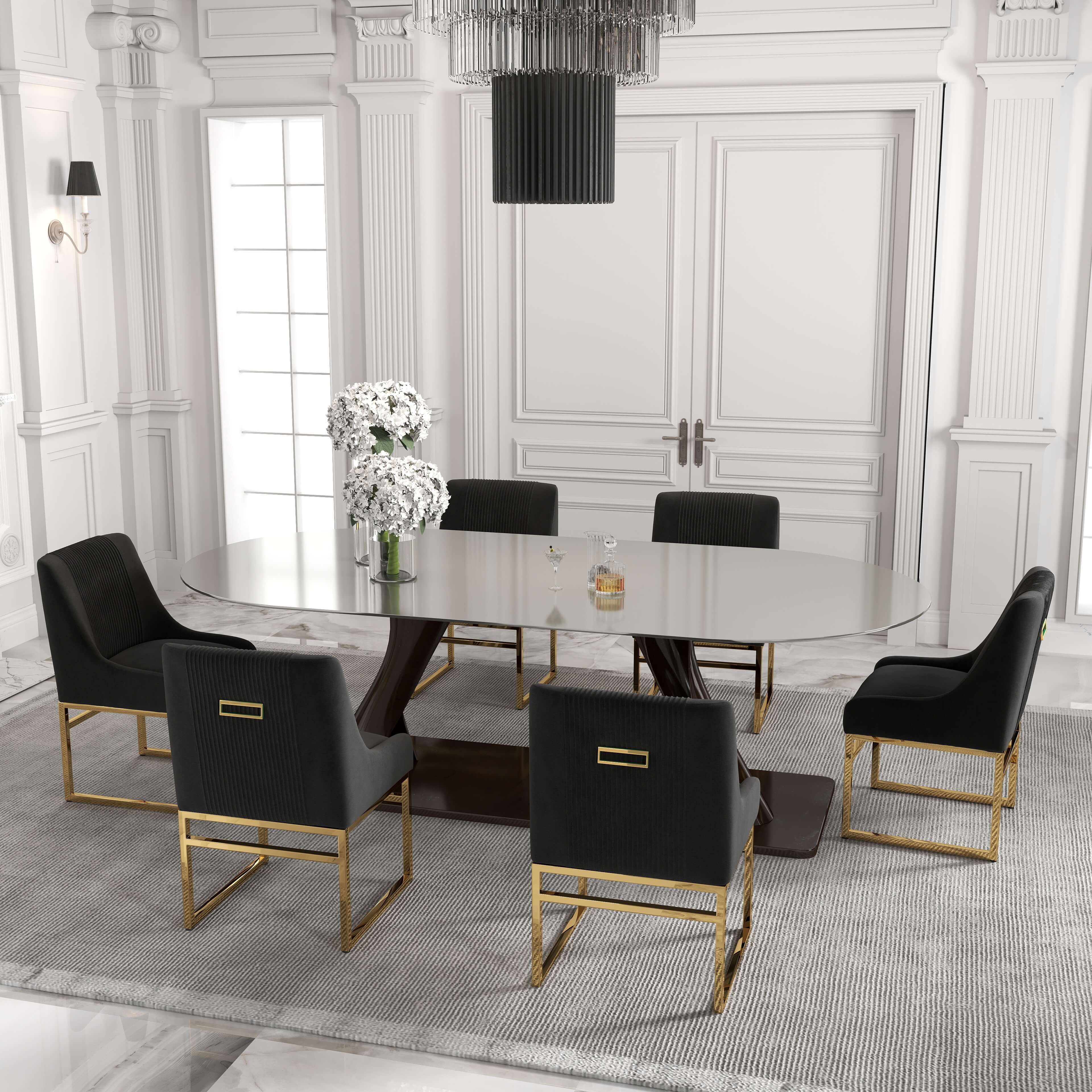 SEYNAR Contempoary Velvet Dining Chair with Metal Frame Legs, set of 2/4/6/8 - Funk Metal Works LLC