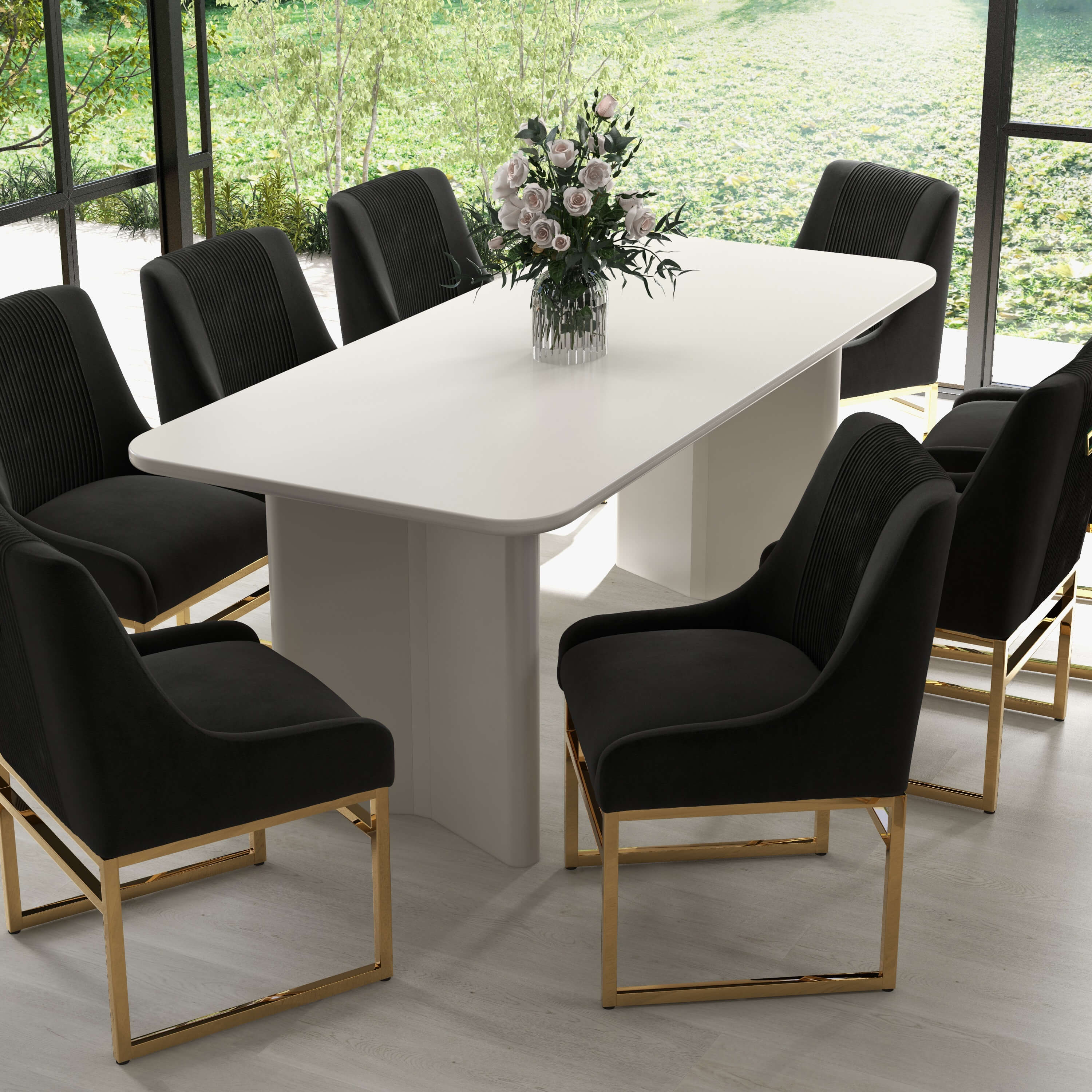 SEYNAR Contempoary Velvet Dining Chair with Metal Frame Legs, set of 2/4/6/8 - Funk Metal Works LLC