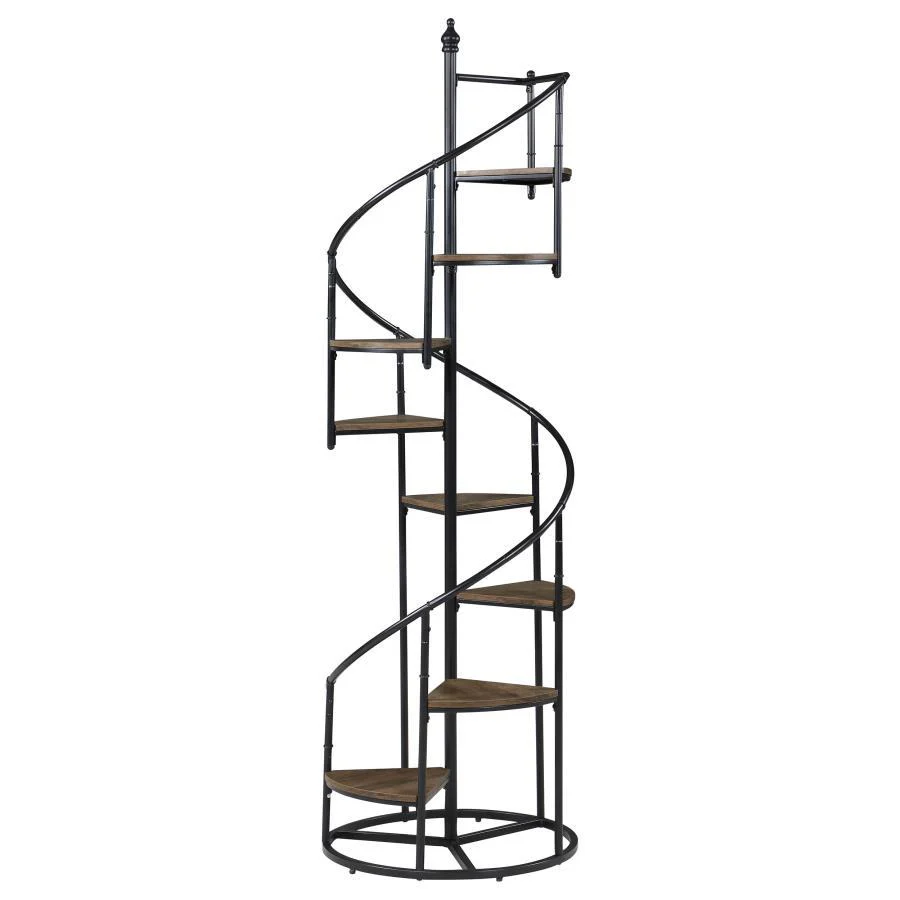 Roseglen - 8-Shelf Staircase Bookcase - Black - Funk Metal Works LLC