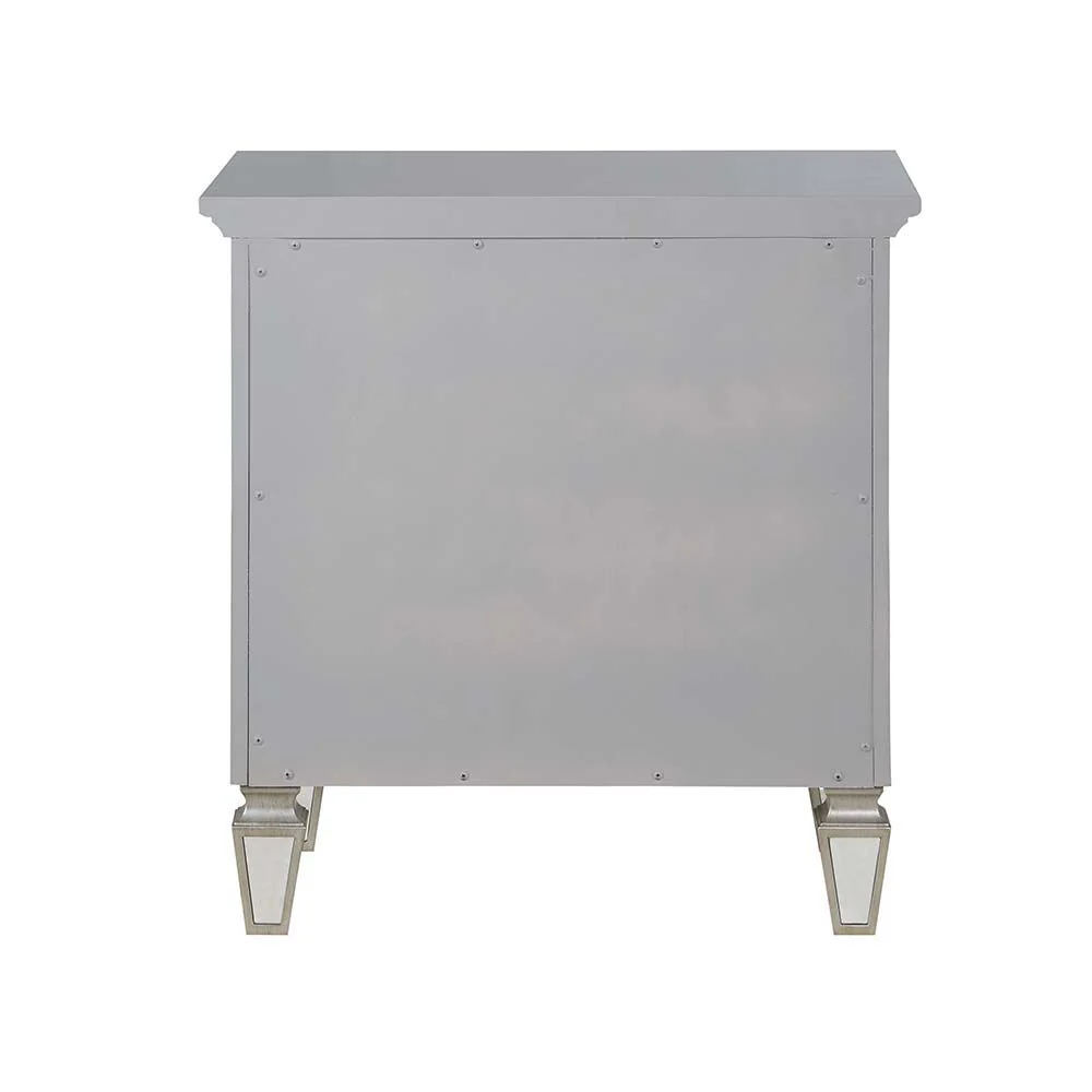 Varian - Nightstand - Silver & Mirrored Finish - Funk Metal Works LLC