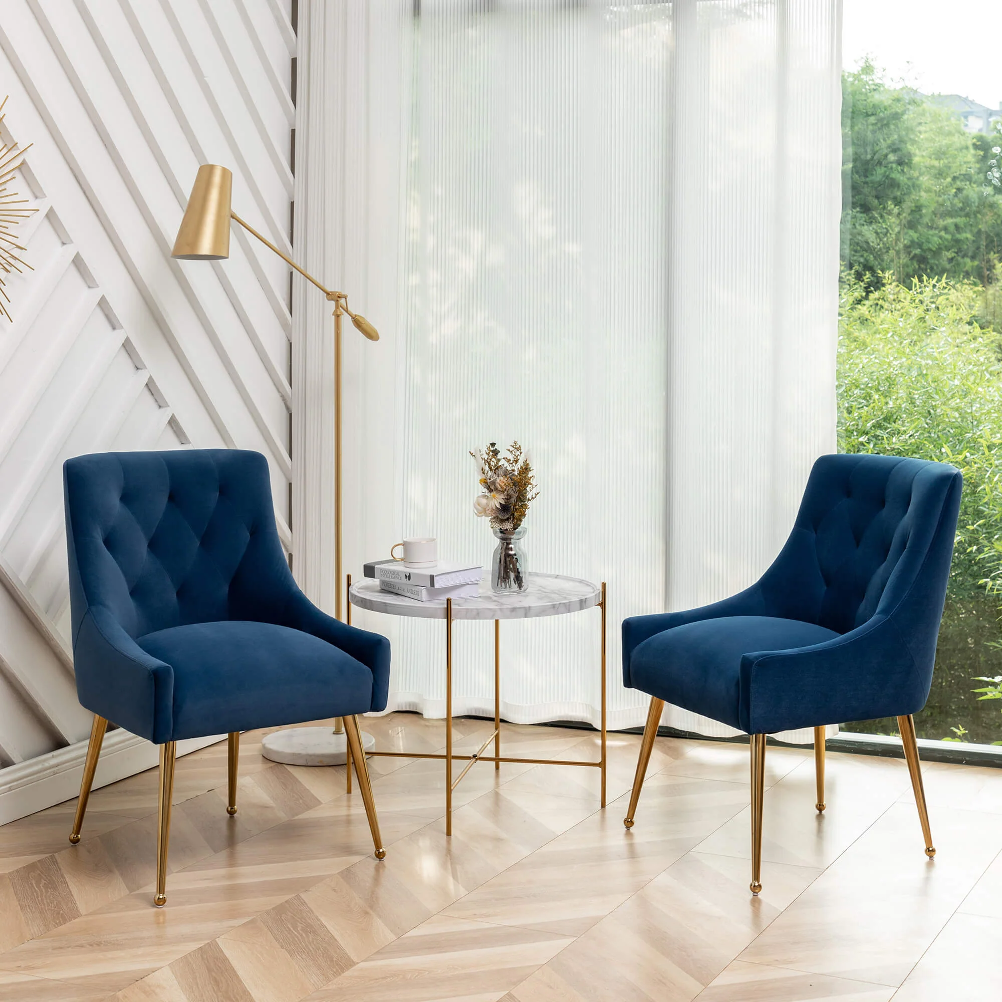 SEYNAR Modern Dining Chairs Set of 2/4/6, Upholstered Accent Chair Tufted Back Armless Chair with Back Pull - Funk Metal Works LLC