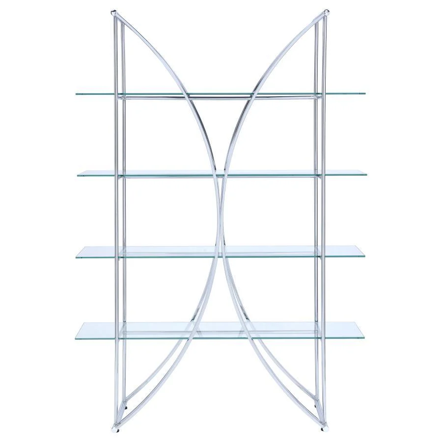 Larson - 4-tier Bookcase - Pearl Silver - Funk Metal Works LLC