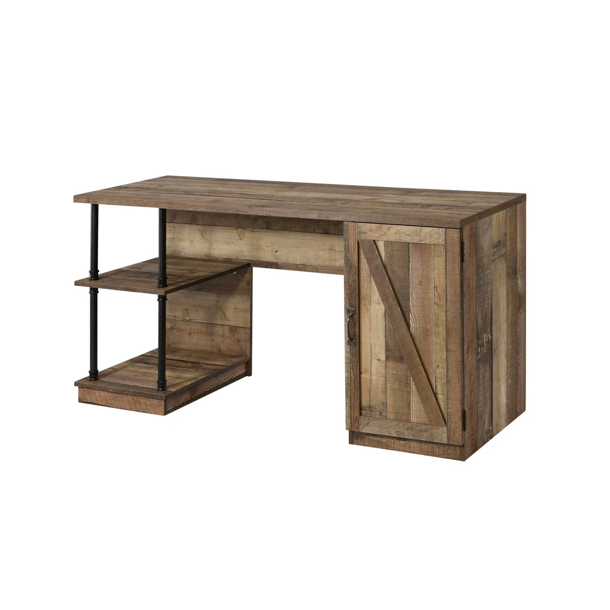 Canna - Writing Desk - Rustic Oak & Black Finish - Funk Metal Works LLC
