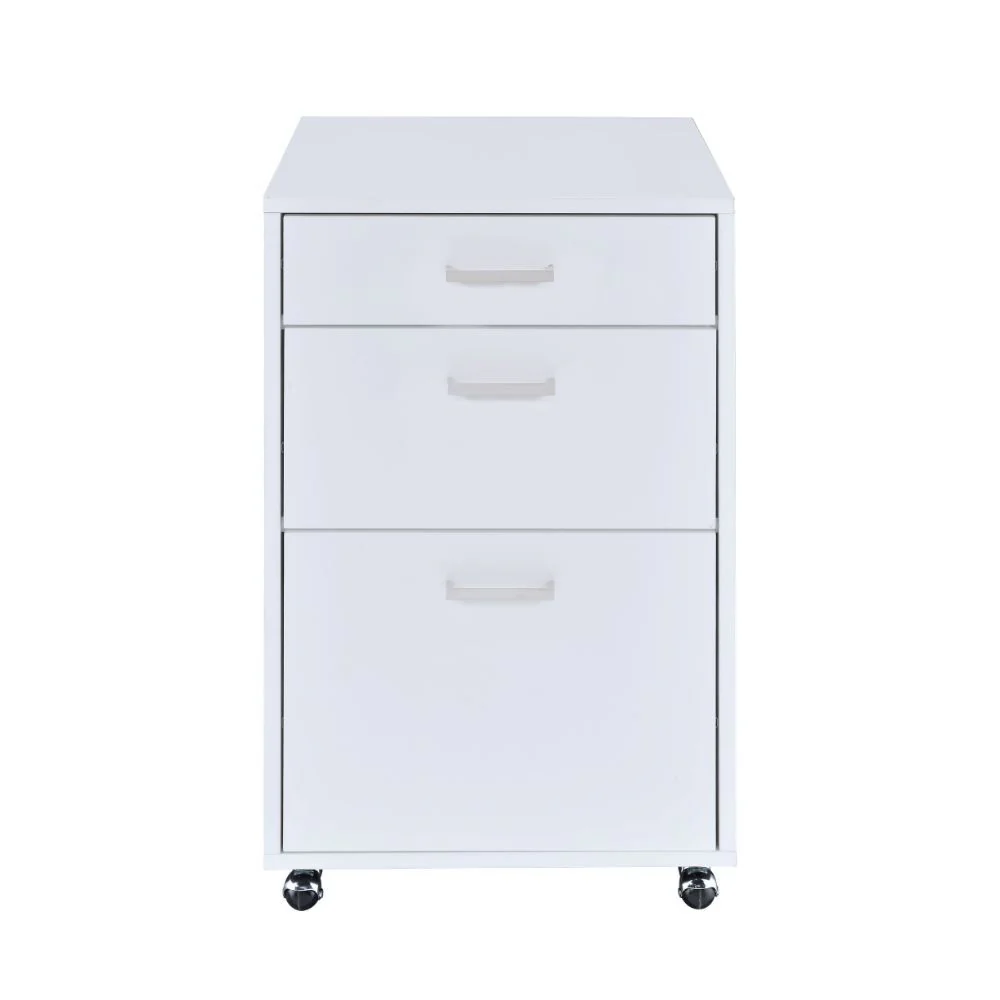 Coleen - File Cabinet - White High Gloss & Chrome - Funk Metal Works LLC