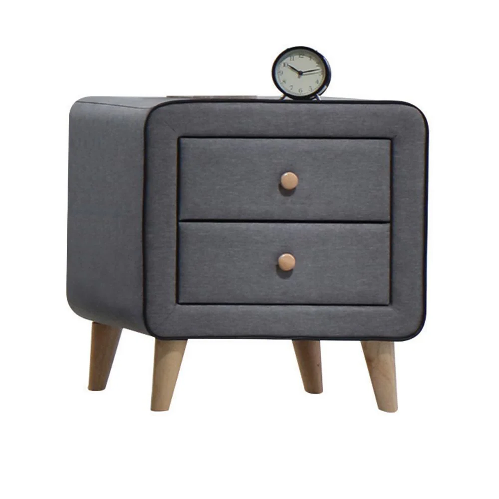 Valda - Nightstand - Light Gray Fabric - Funk Metal Works LLC