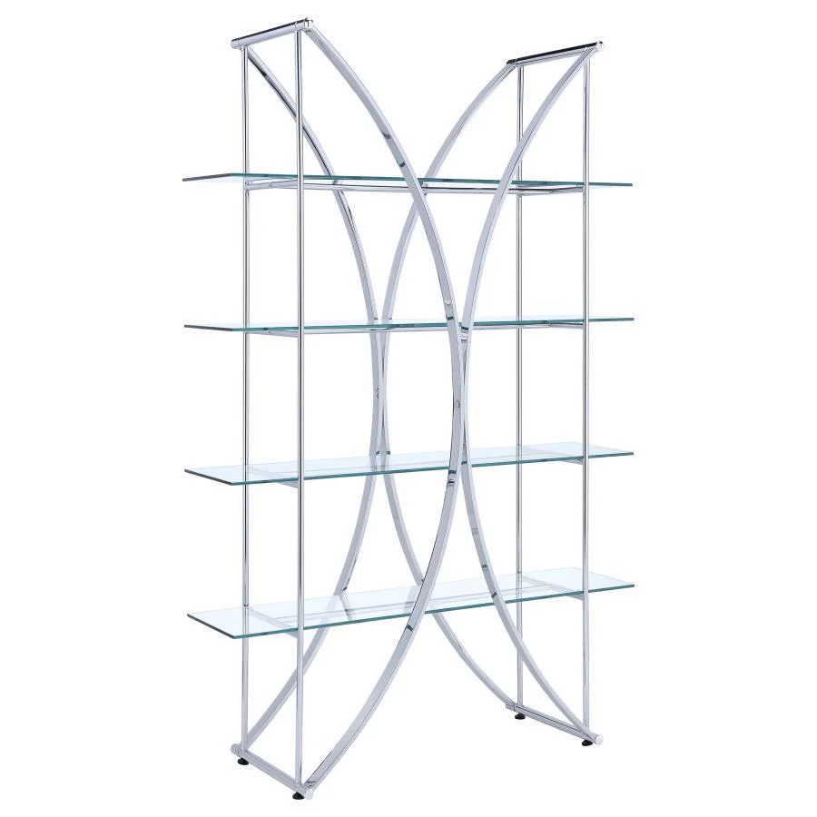 Larson - 4-tier Bookcase - Pearl Silver - Funk Metal Works LLC
