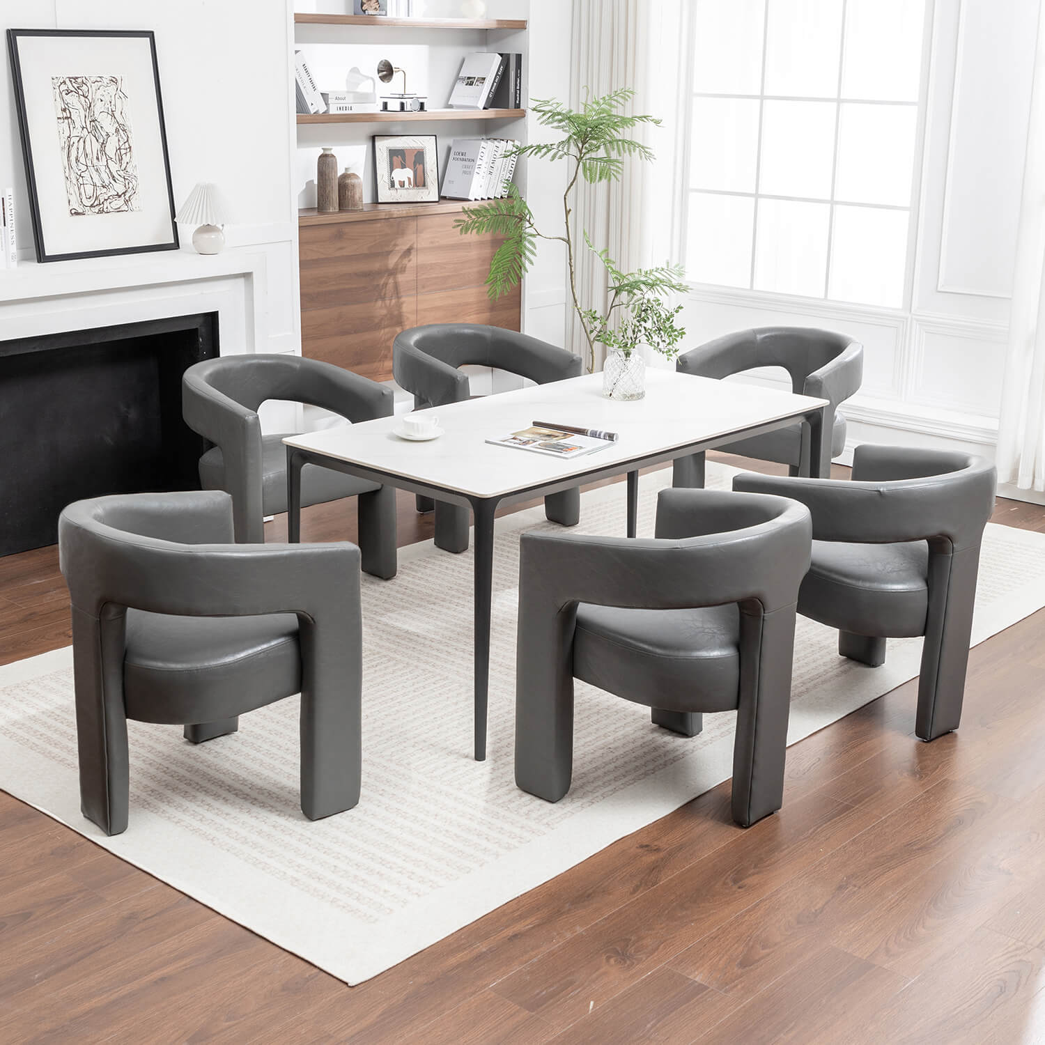 SEYNAR Modern Glam PU Leather Upholstered Dining Chair - Funk Metal Works LLC
