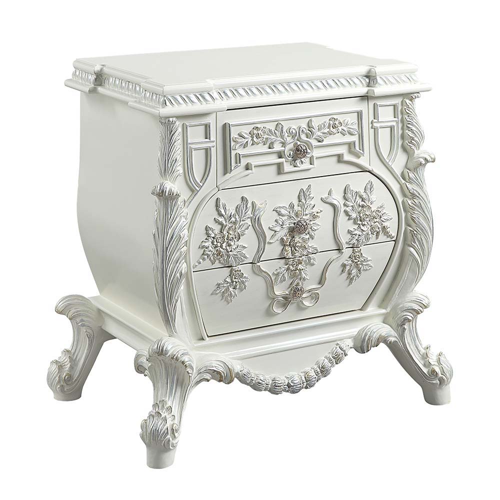 Vanaheim - Nightstand - Antique White Finish - Funk Metal Works LLC