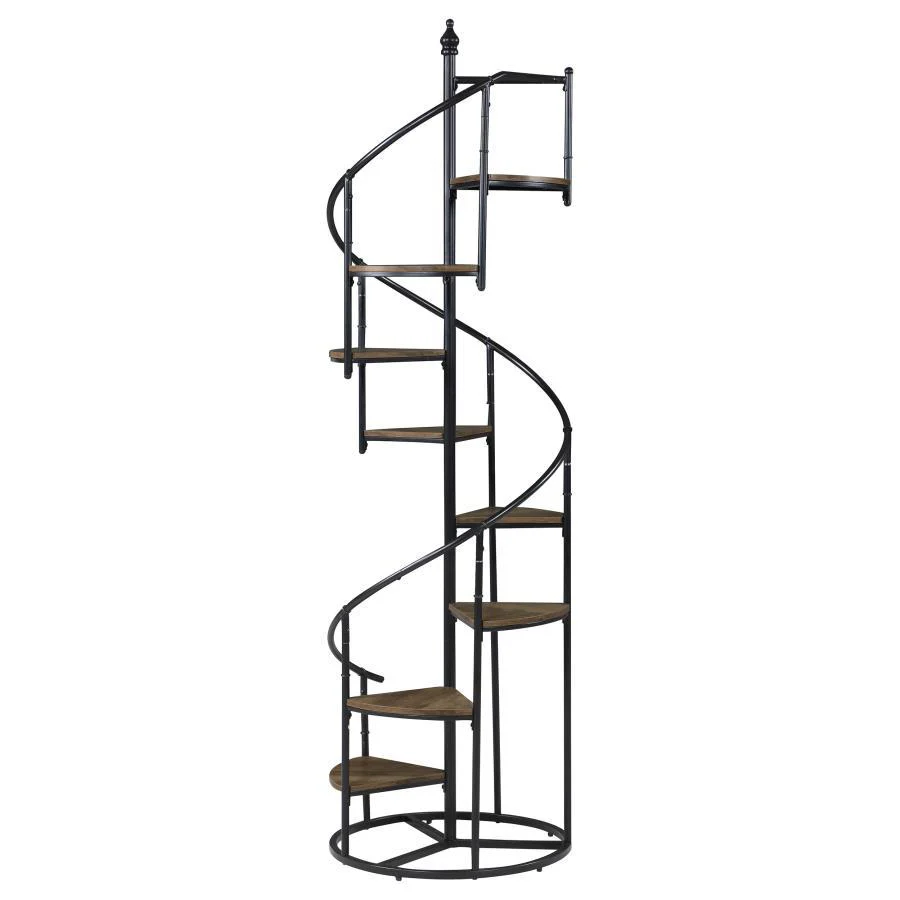 Roseglen - 8-Shelf Staircase Bookcase - Black - Funk Metal Works LLC