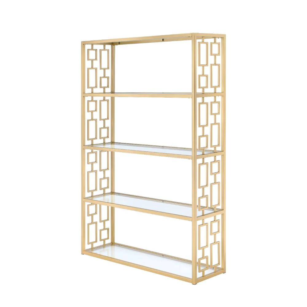 Blanrio - Bookshelf - Gold & Clear Glass - Funk Metal Works LLC