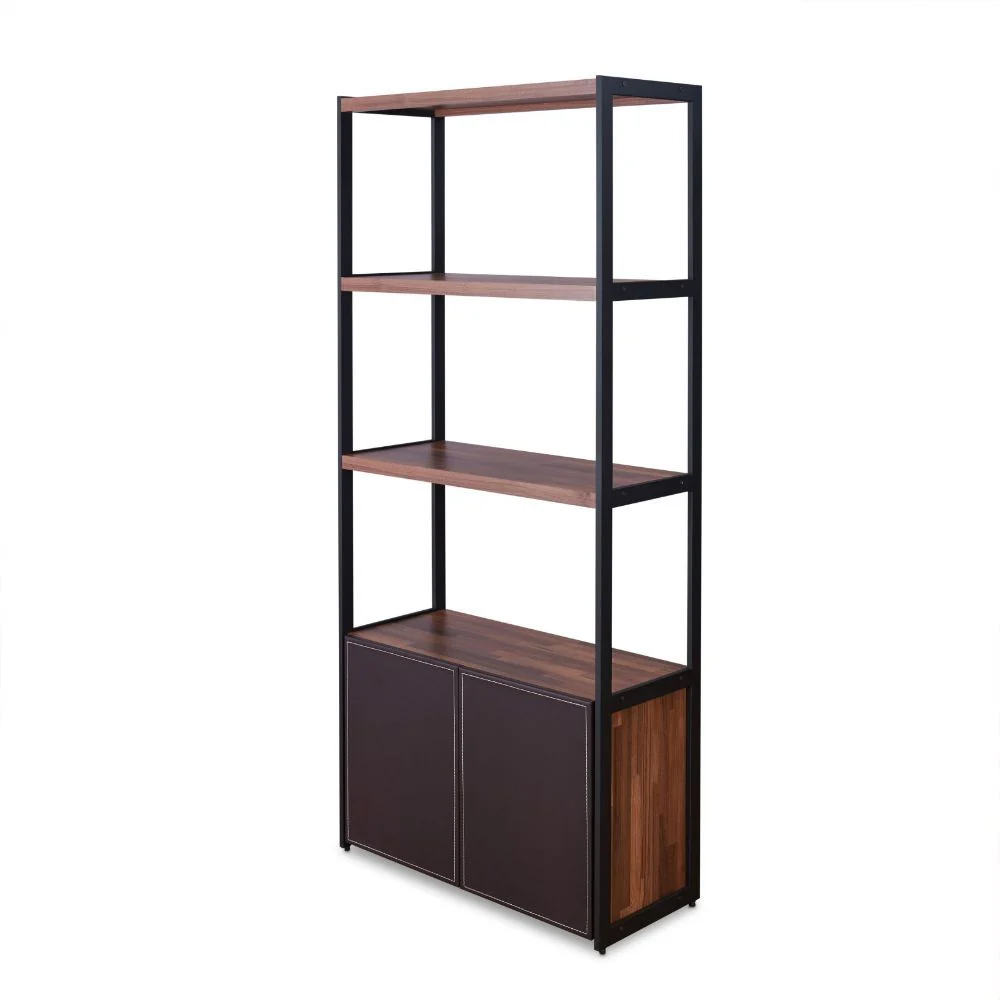 Sara - Bookshelf - Espresso PU, Walnut & Sandy Black - Funk Metal Works LLC
