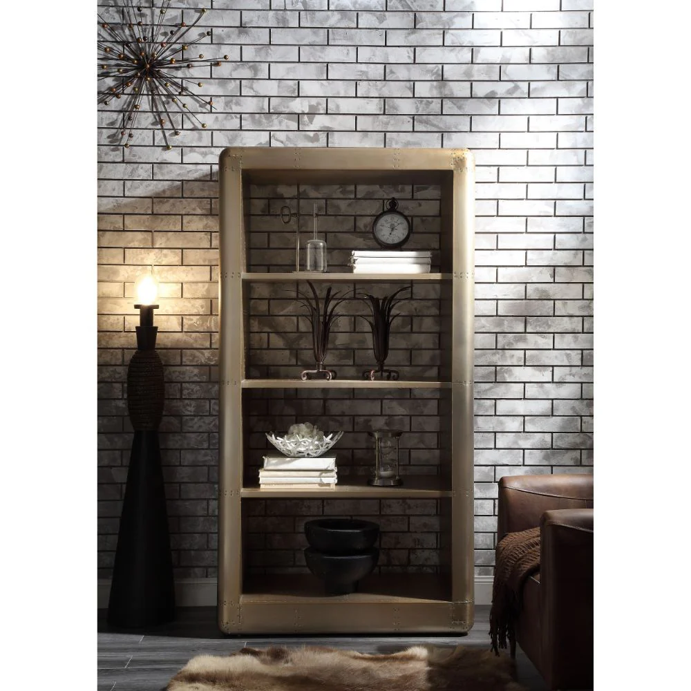 Jennavieve - Bookshelf - Gold Aluminum - Funk Metal Works LLC