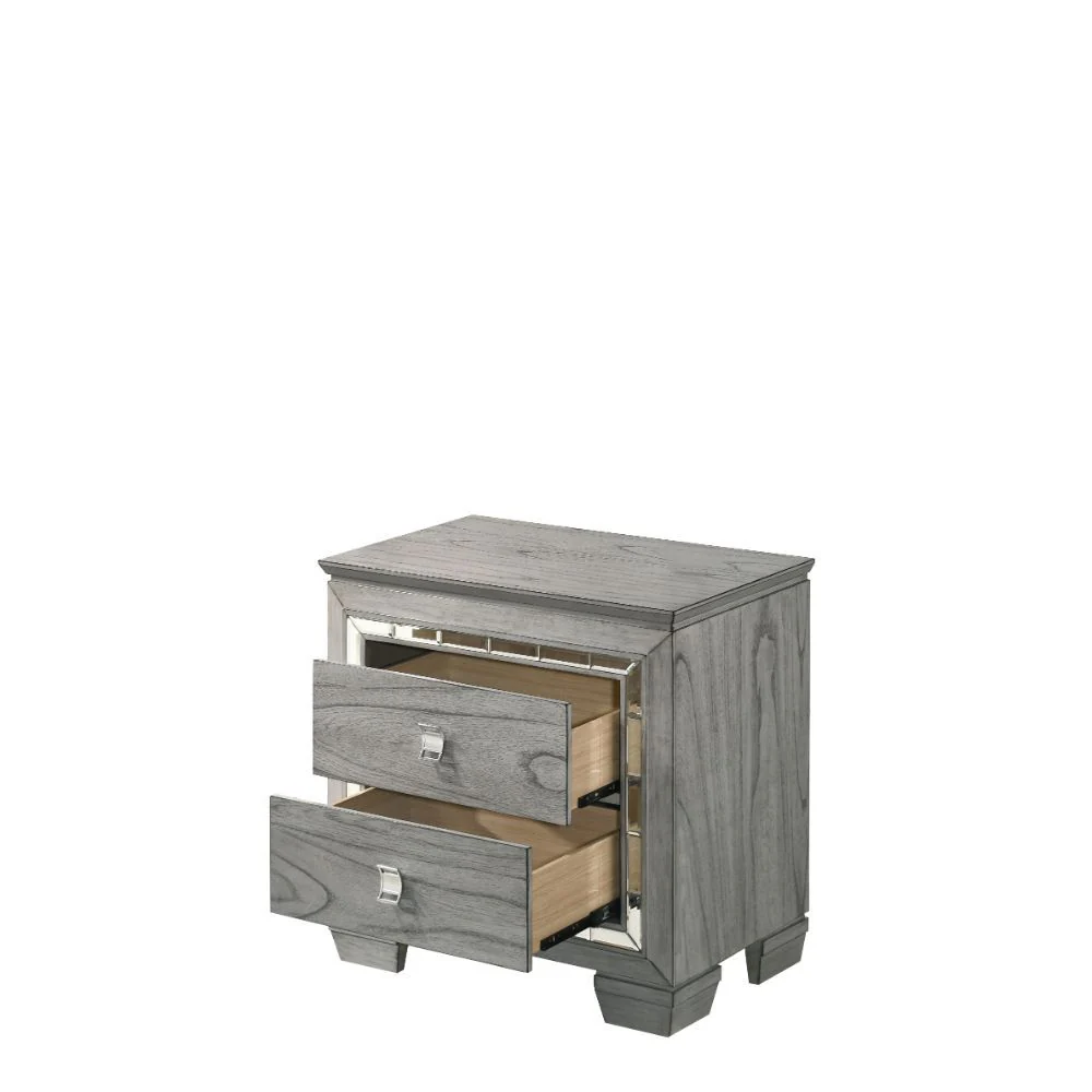 Antares - Nightstand - Light Gray Oak - Funk Metal Works LLC