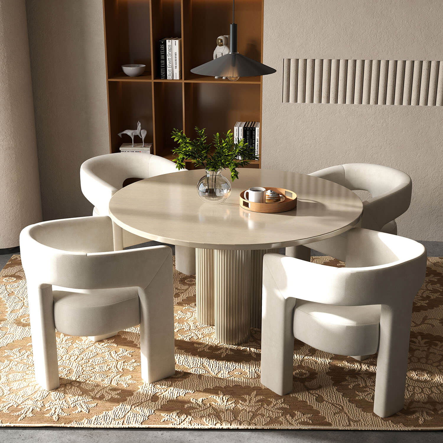 SEYNAR Modern Glam Velvet Upholstered Dining Chair, Open-Back Accent Chair - Funk Metal Works LLC