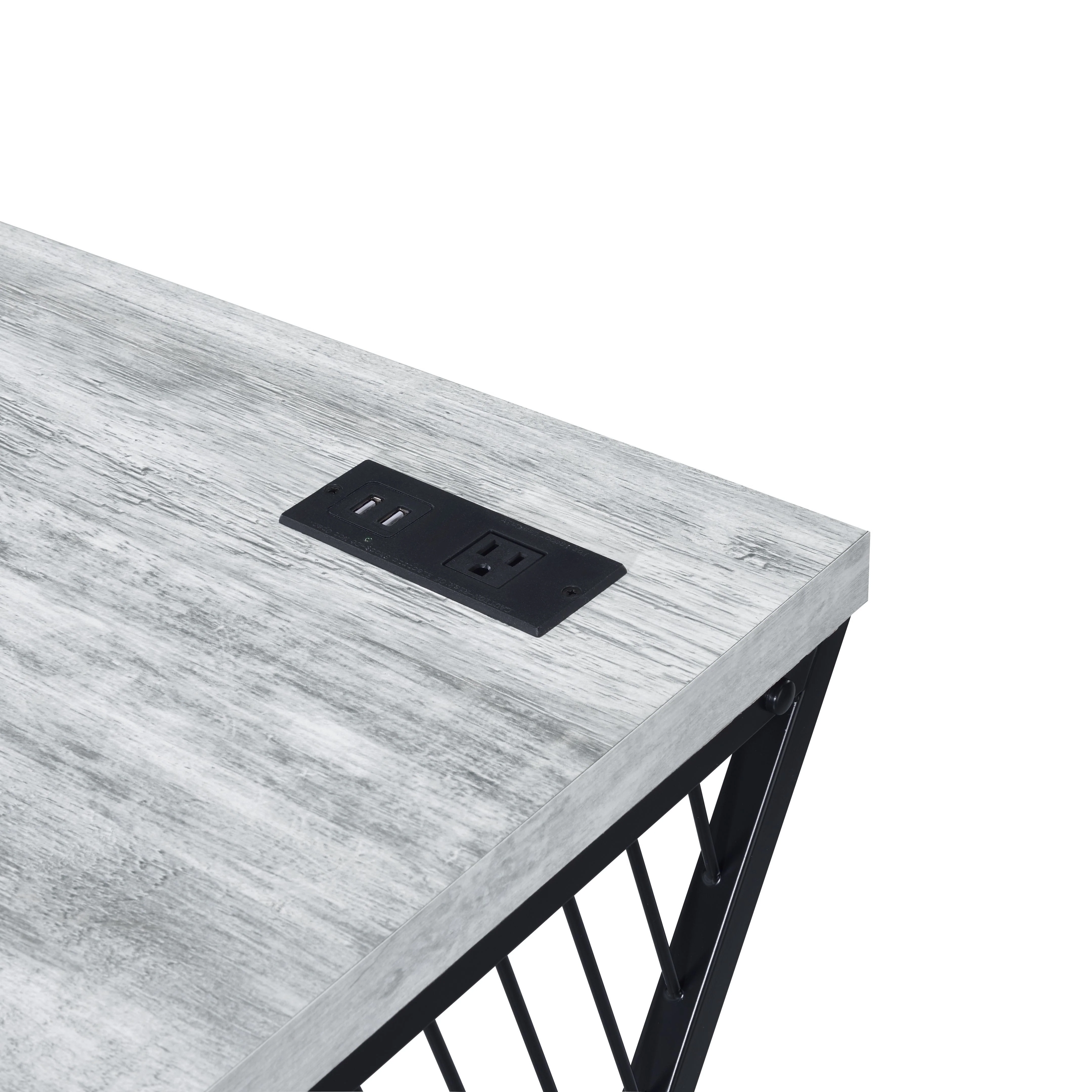 Collick - Writing Desk - Weathered Gray & Black Finish - Funk Metal Works LLC
