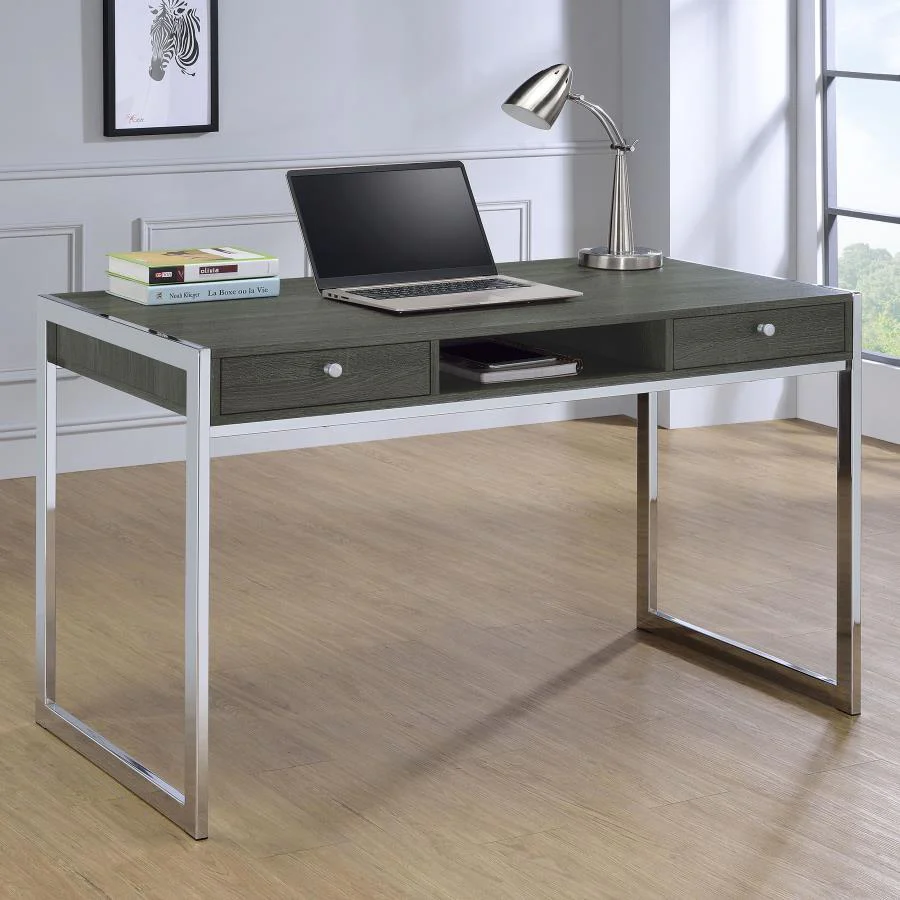 Wallice - Writing Desk - Gray - Funk Metal Works LLC