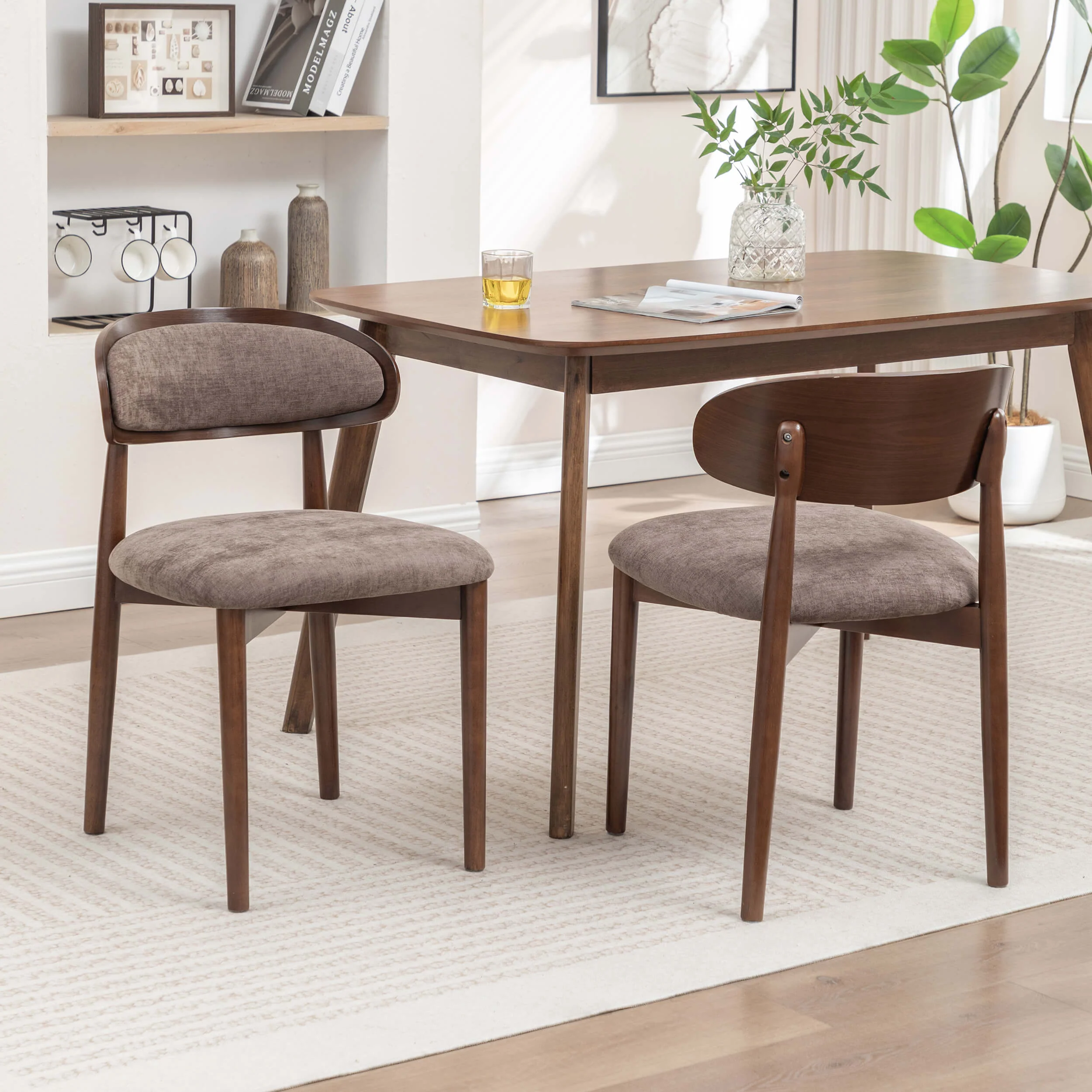 SEYNAR Set of 2/4/6 Mid-Century Modern Chenille Dining Chairs with Solid Wood Frame - Funk Metal Works LLC
