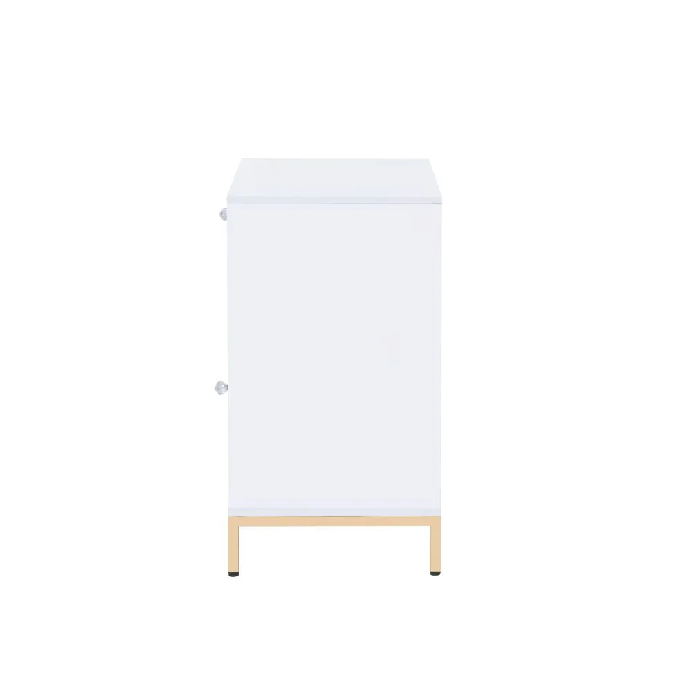Ottey - Cabinet - White High Gloss & Gold - Funk Metal Works LLC