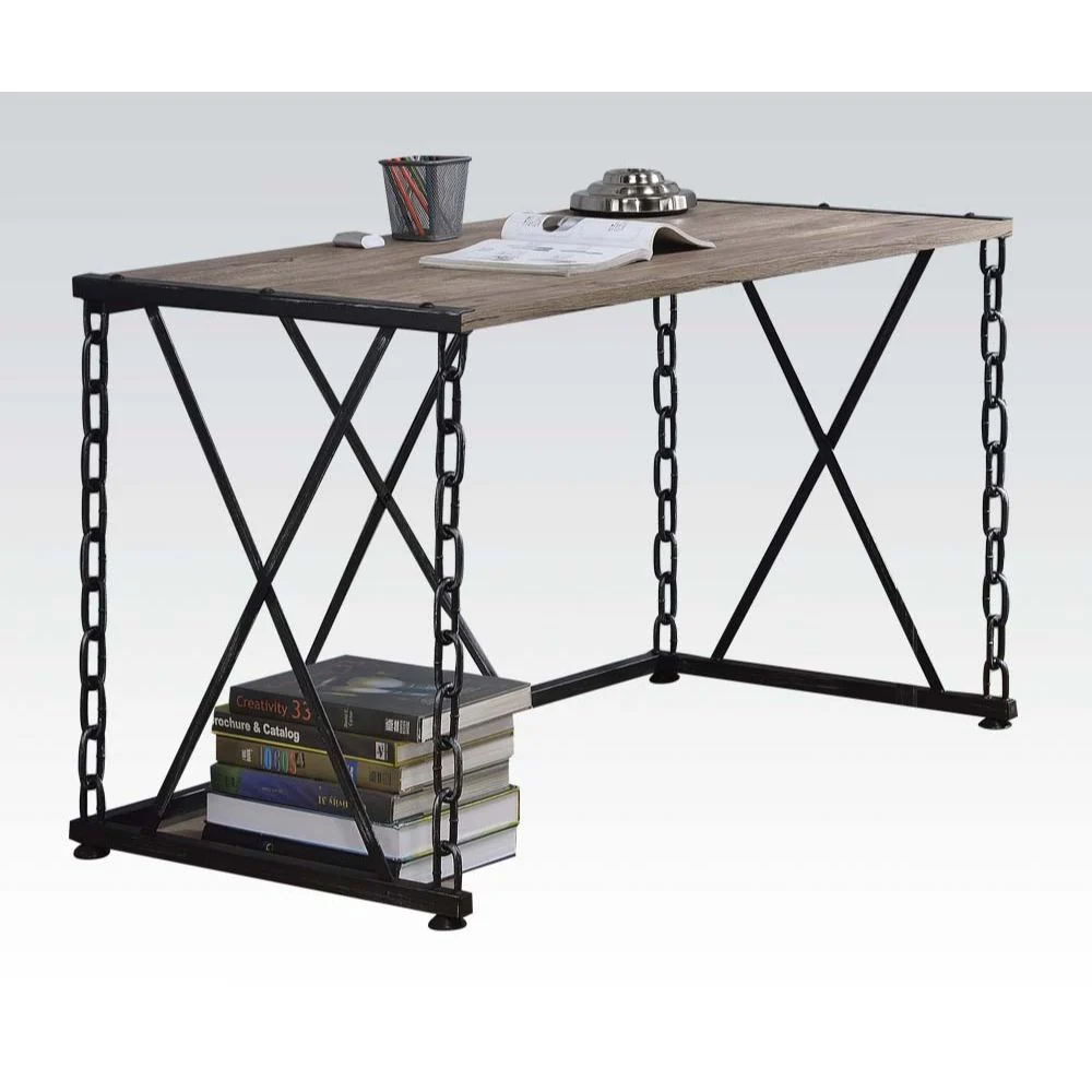 Jodie - Desk - Rustic Oak & Antique Black - Funk Metal Works LLC