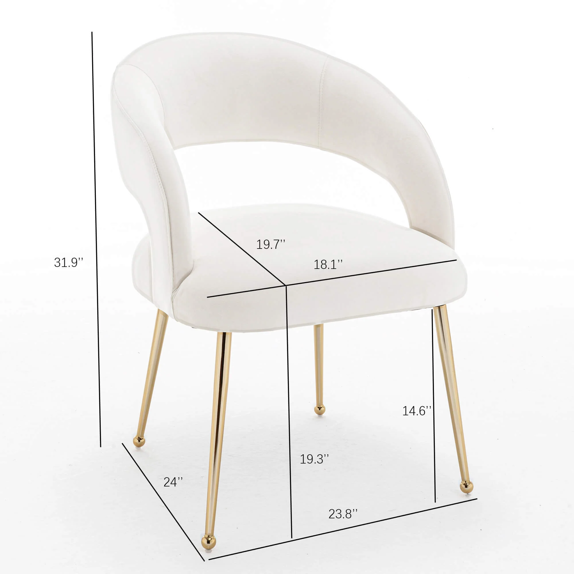 SEYNAR Mid Century Modern Velvet Upolstered Open-Back Dining Chair Set of 2/4/6 - Funk Metal Works LLC