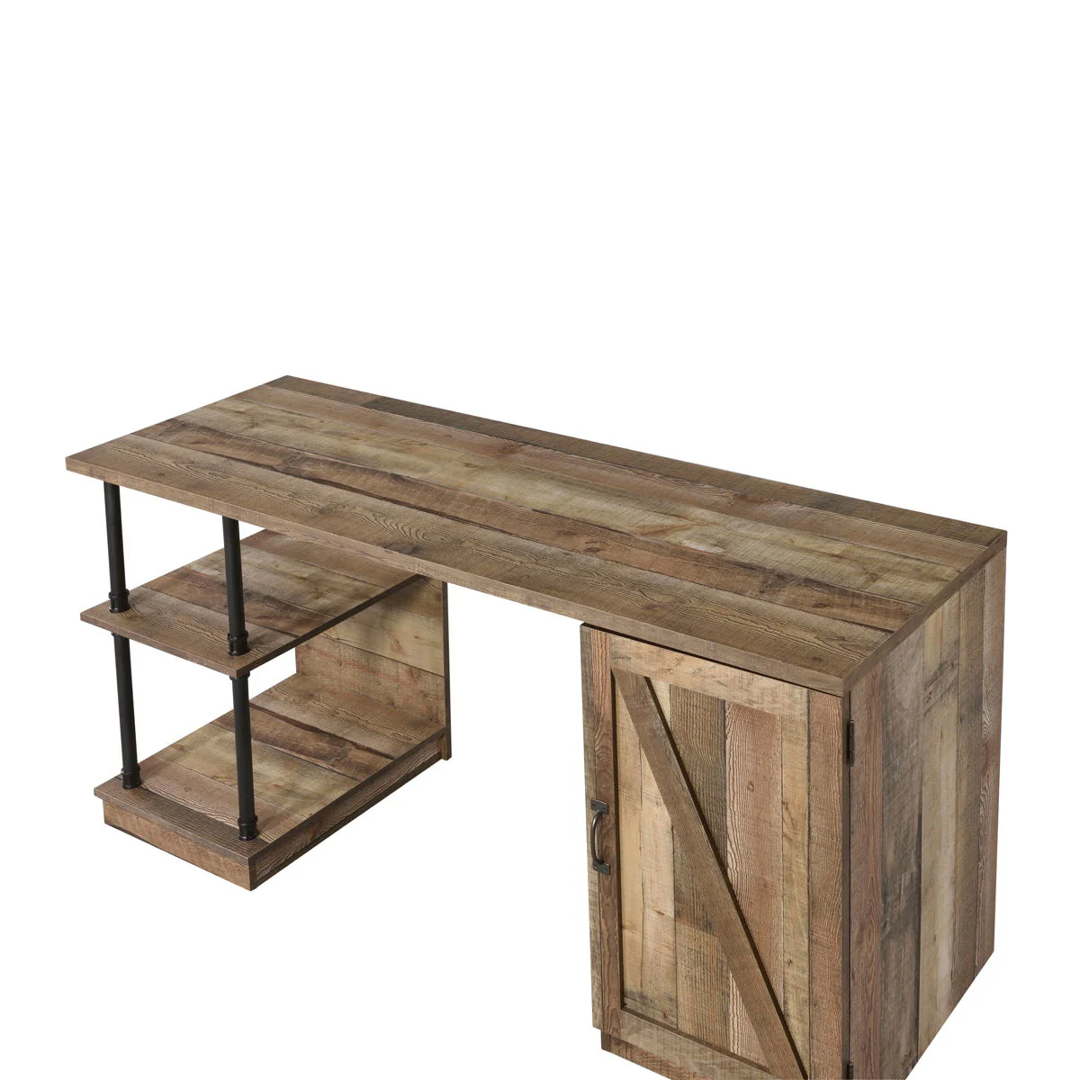Canna - Writing Desk - Rustic Oak & Black Finish - Funk Metal Works LLC
