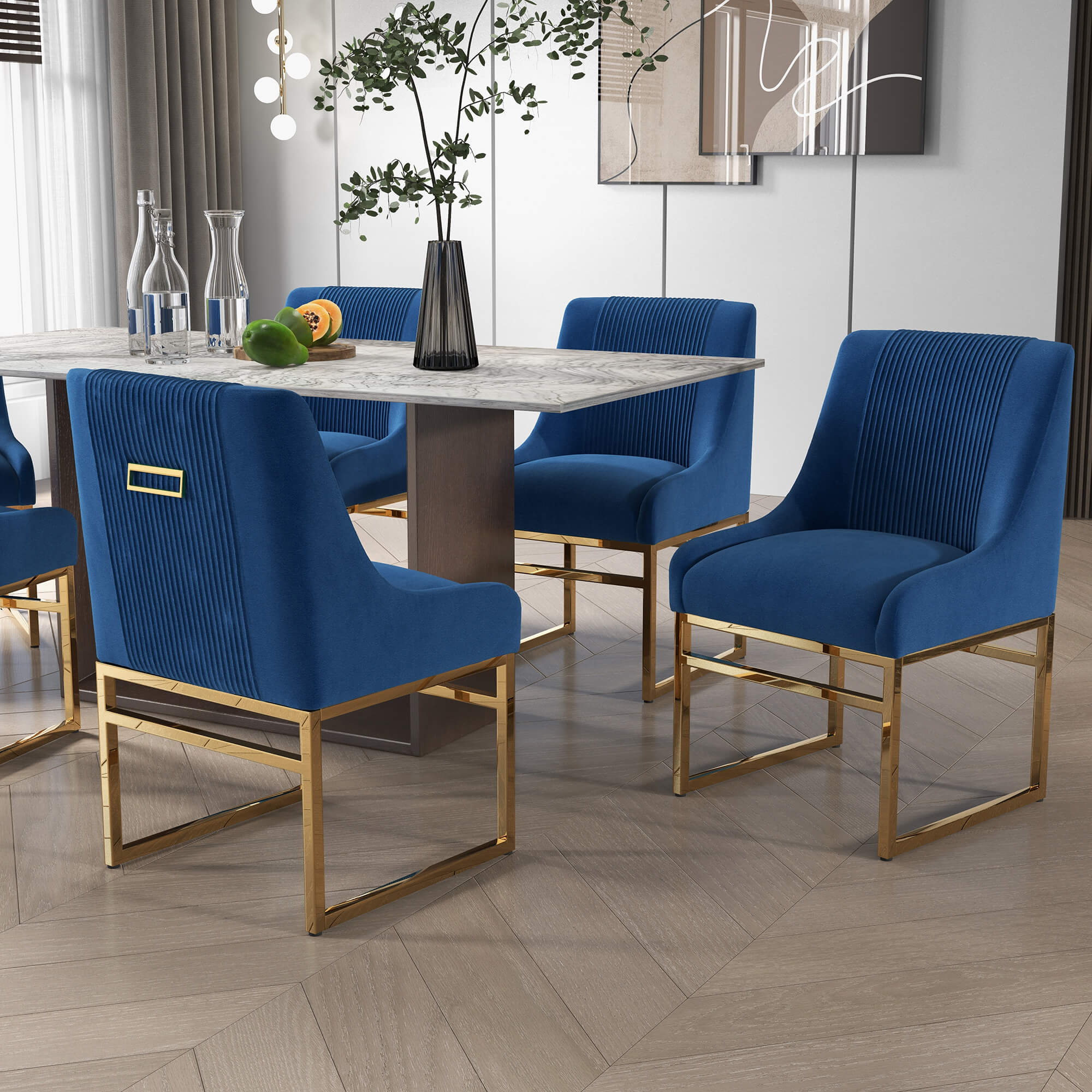 SEYNAR Contempoary Velvet Dining Chair with Metal Frame Legs, set of 2/4/6/8 - Funk Metal Works LLC