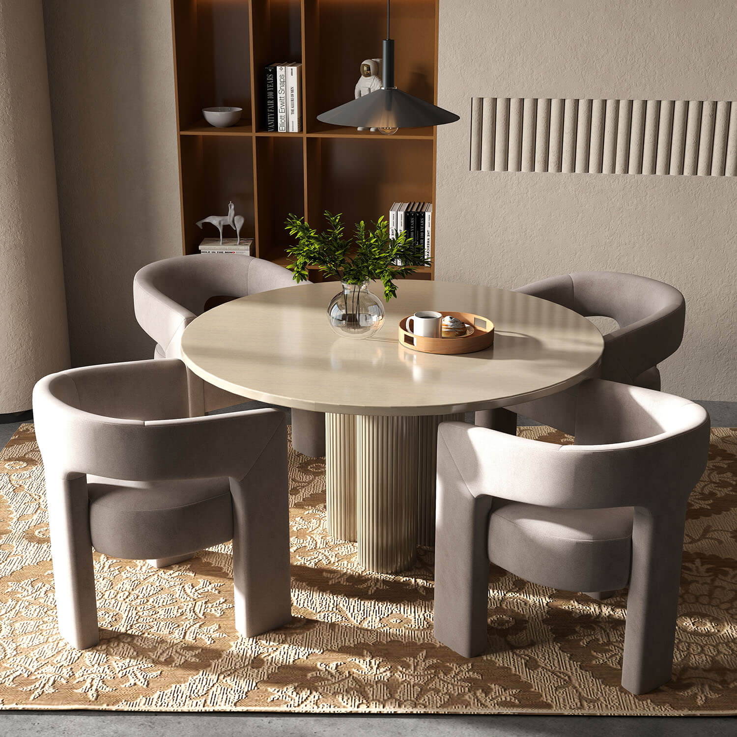 SEYNAR Modern Glam Velvet Upholstered Dining Chair, Open-Back Accent Chair - Funk Metal Works LLC