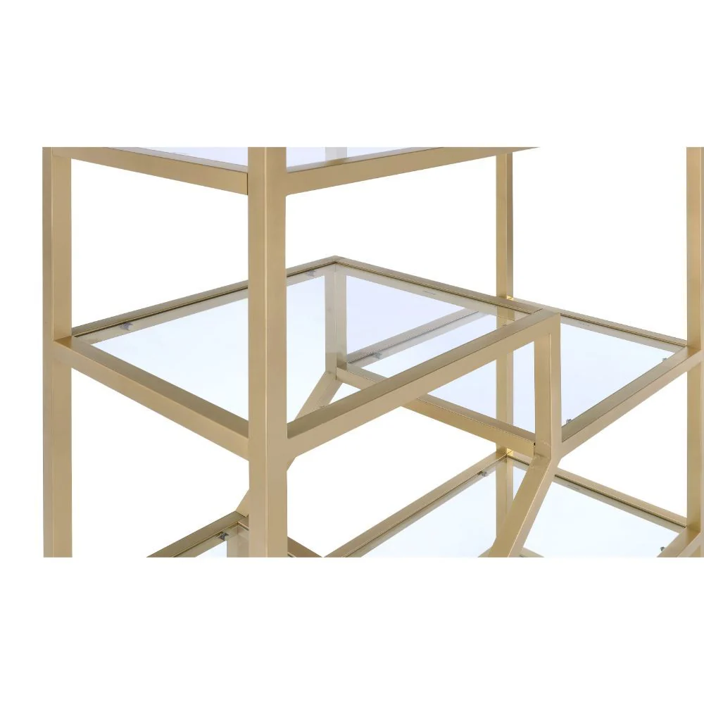 Lecanga- Bookshelf - Gold & Clear Glass - Funk Metal Works LLC