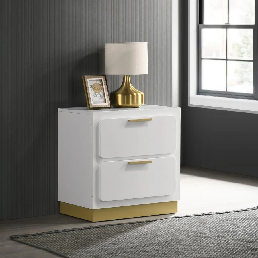Caraway 2-drawer Nightstand White - Funk Metal Works LLC