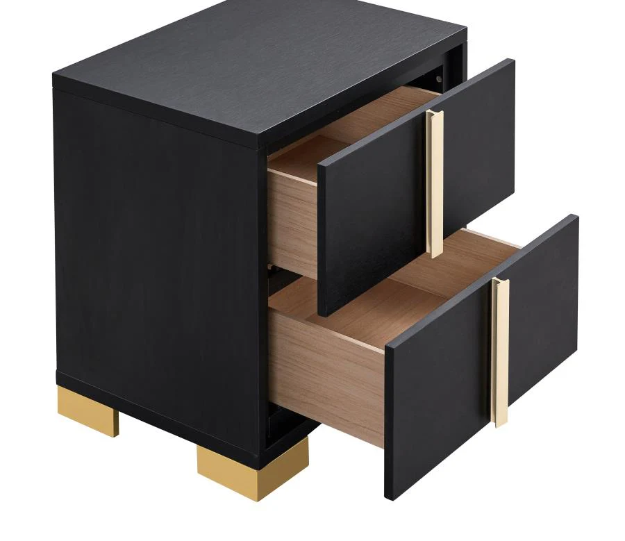 Marceline 2-drawer Nightstand Black - Funk Metal Works LLC