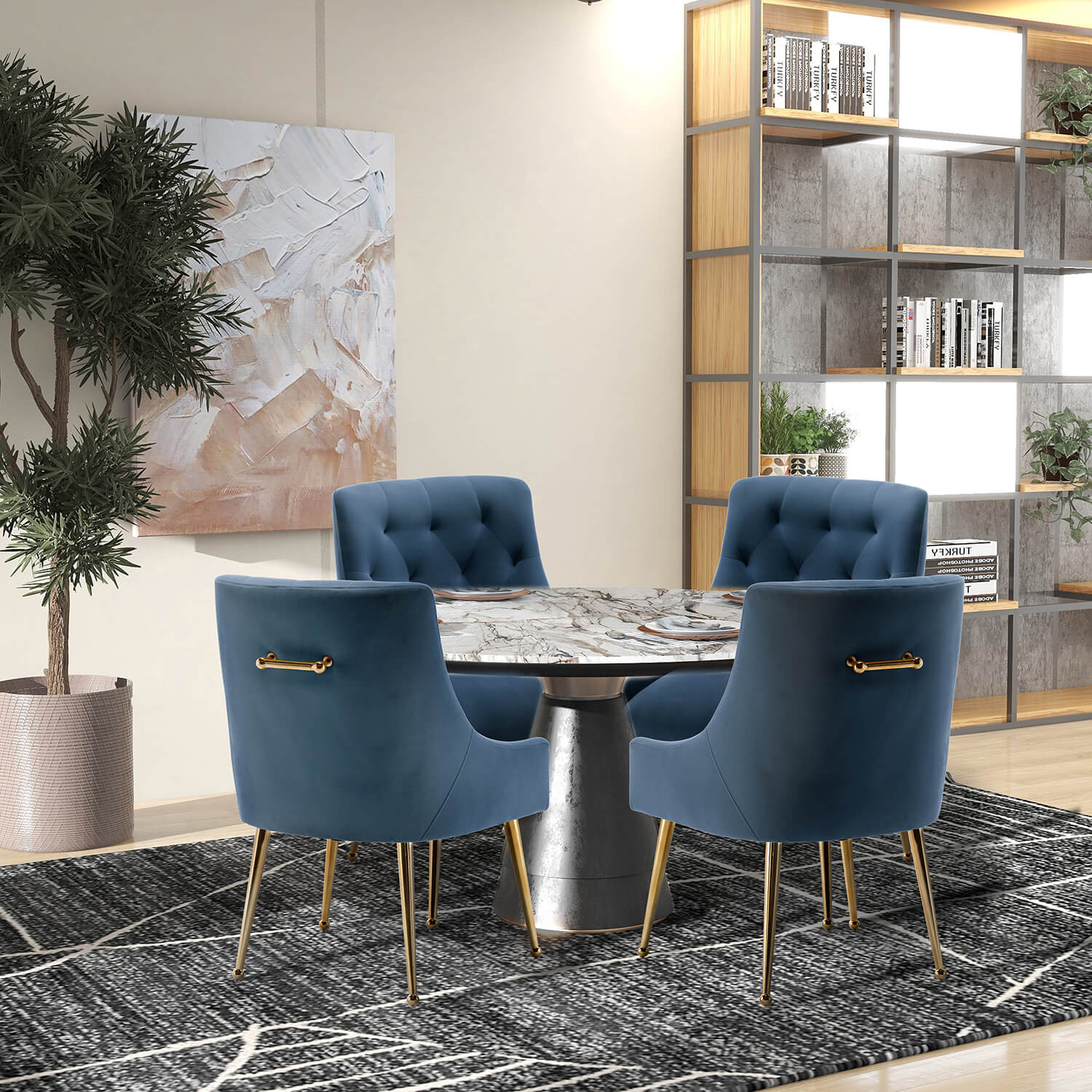 SEYNAR Modern Dining Chairs Set of 2/4/6, Upholstered Accent Chair Tufted Back Armless Chair with Back Pull - Funk Metal Works LLC