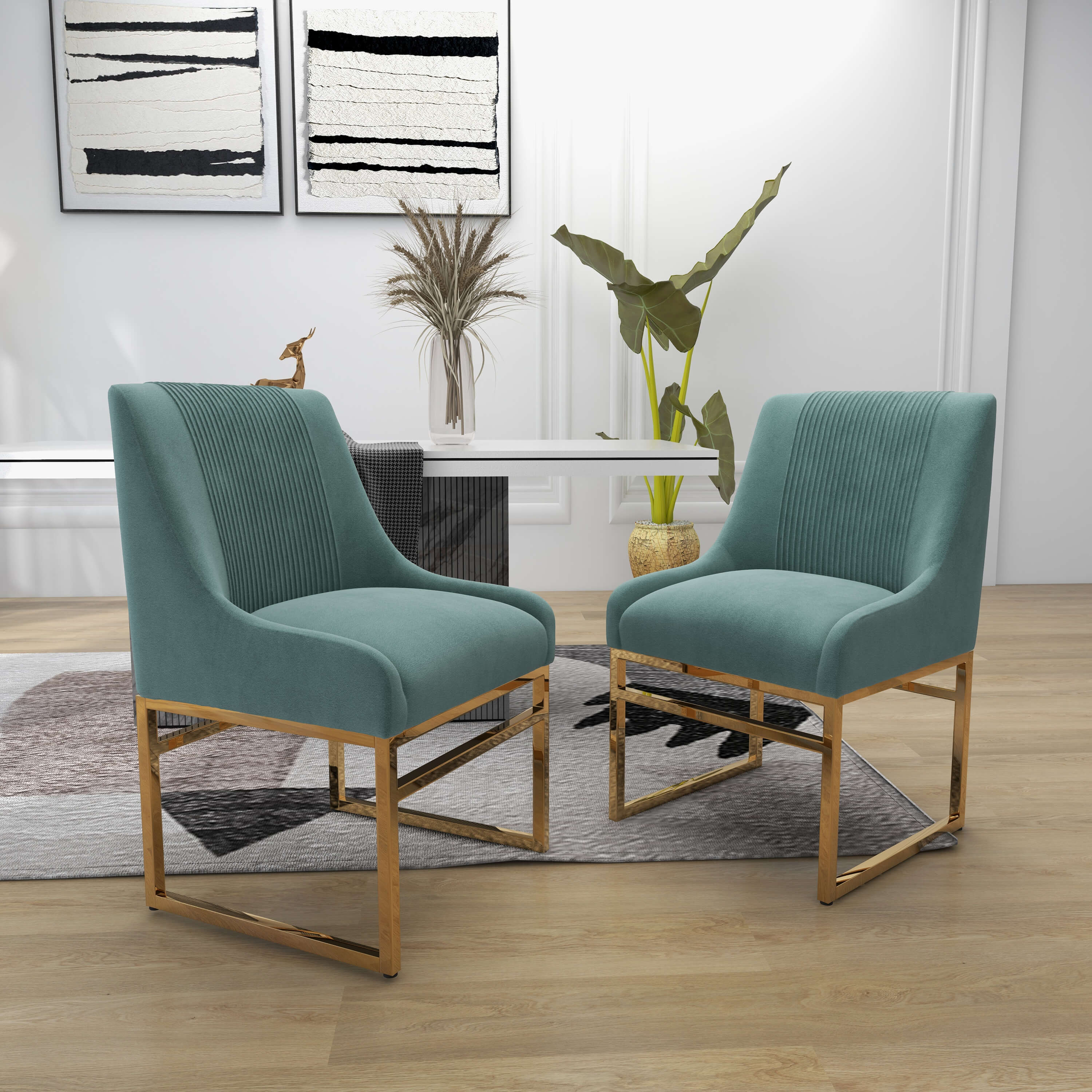 SEYNAR Contempoary Velvet Dining Chair with Metal Frame Legs, set of 2/4/6/8 - Funk Metal Works LLC