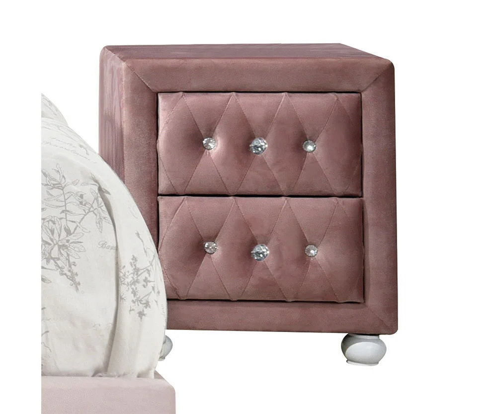 Reggie - Nightstand - Pink Fabric - Funk Metal Works LLC