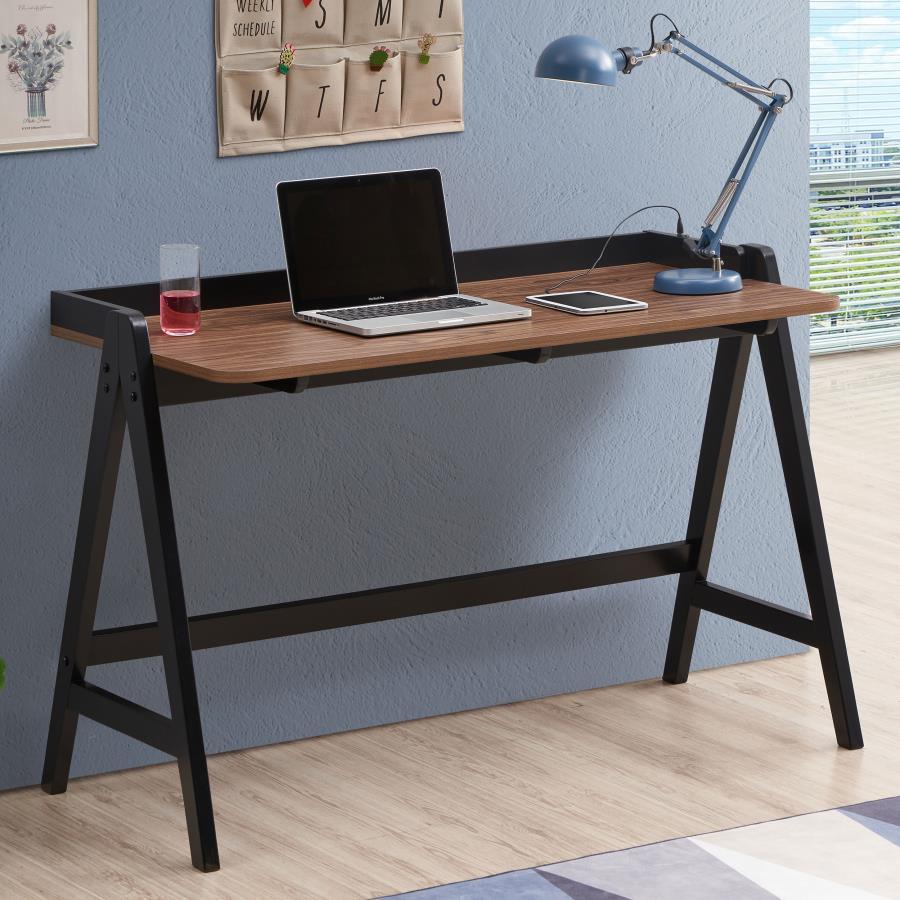 Raul - Writing Desk - Dark Brown - Funk Metal Works LLC