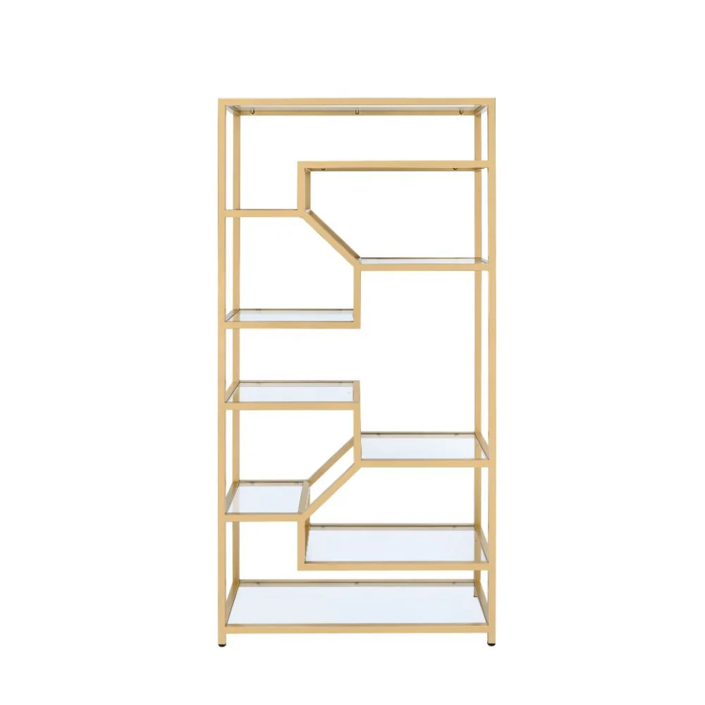 Lecanga- Bookshelf - Gold & Clear Glass - Funk Metal Works LLC