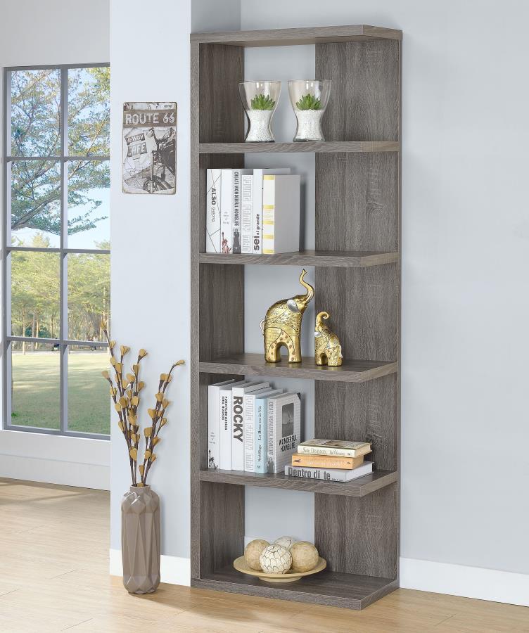 Harrison - 5-tier Bookcase - Gray - Funk Metal Works LLC