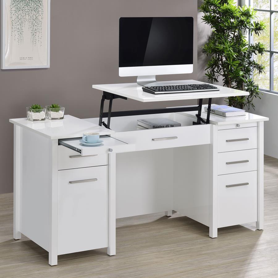Dylan - Lift Top Desk - White - Funk Metal Works LLC