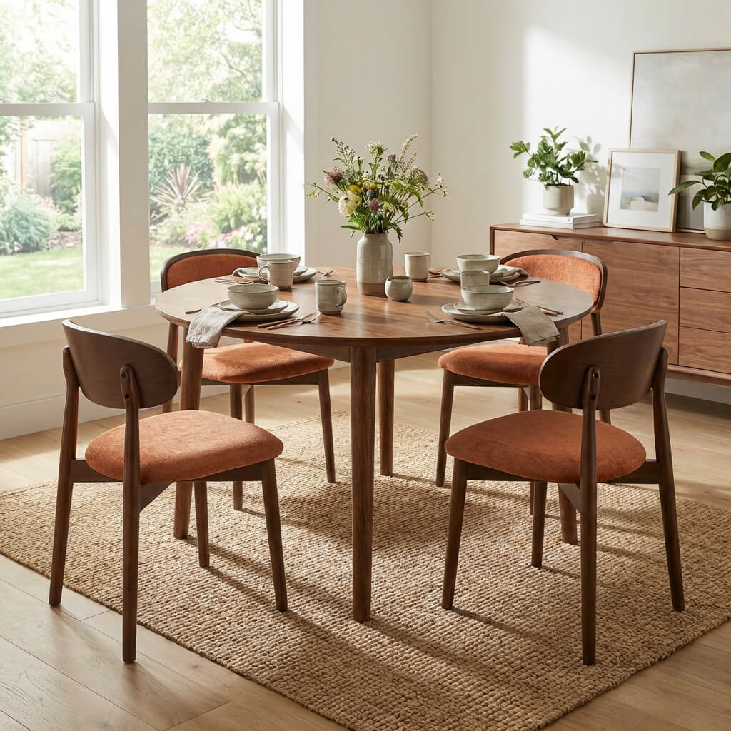 SEYNAR Set of 2/4/6 Mid-Century Modern Chenille Dining Chairs with Solid Wood Frame - Funk Metal Works LLC