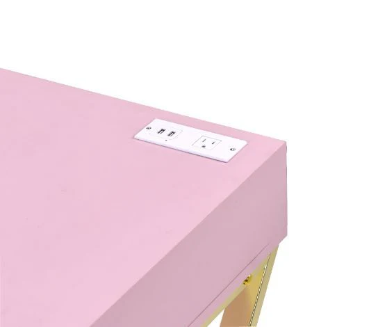 Coleen - Desk - Pink & Gold Finish - Funk Metal Works LLC
