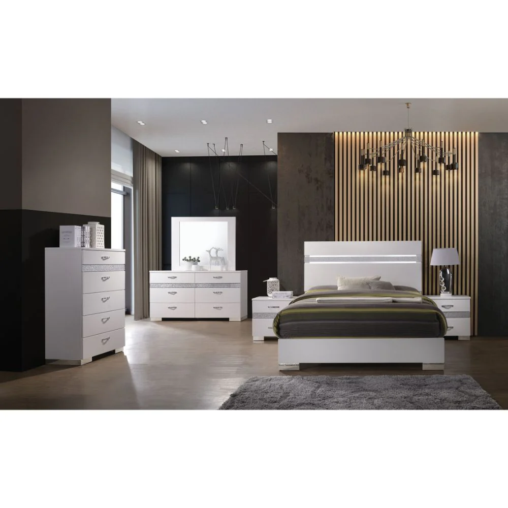 Naima II - Nightstand - White High Gloss - Funk Metal Works LLC