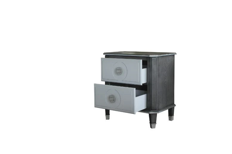 House - Beatrice Nightstand - Charcoal & Light Gray Finish - Funk Metal Works LLC