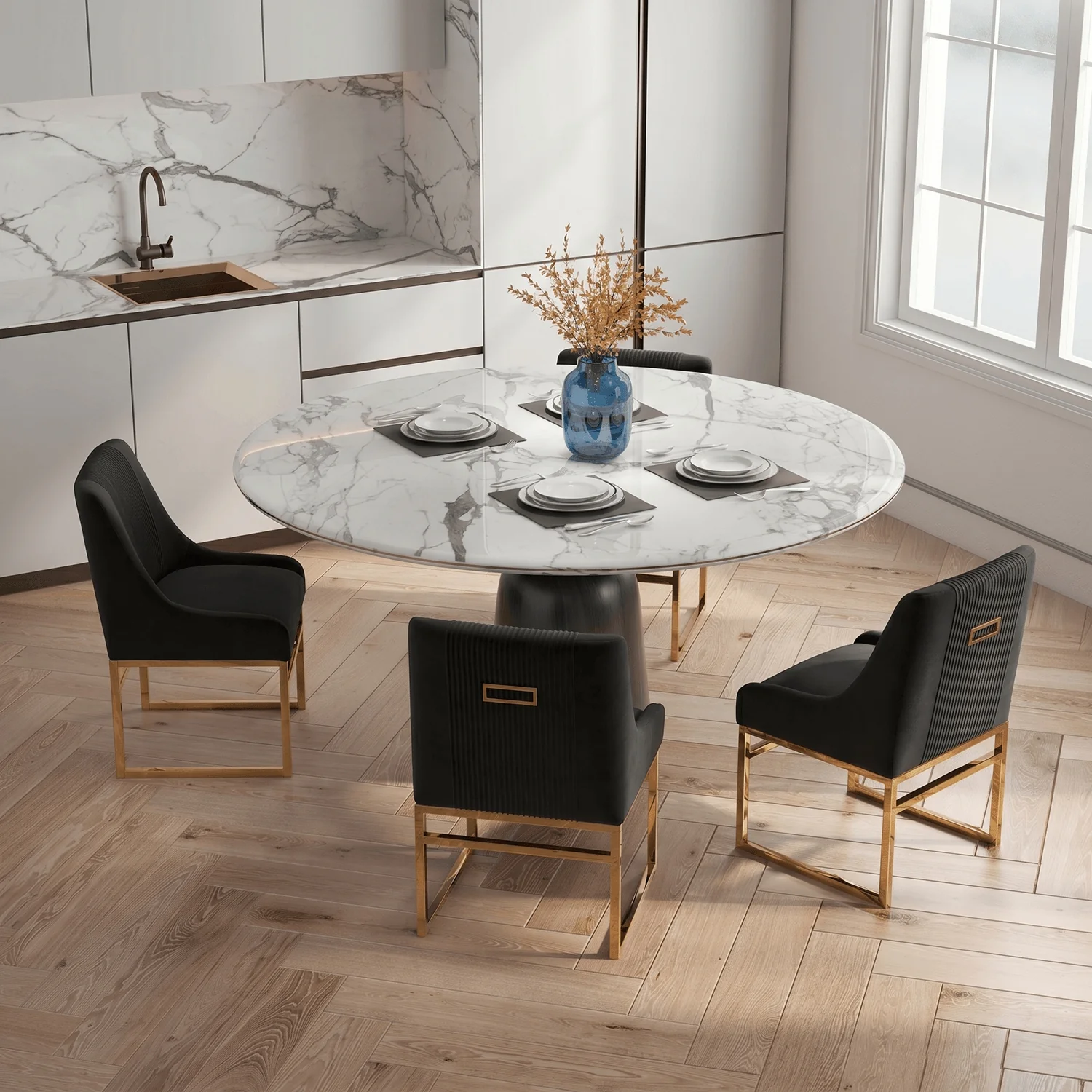 SEYNAR Contempoary Velvet Dining Chair with Metal Frame Legs, set of 2/4/6/8 - Funk Metal Works LLC