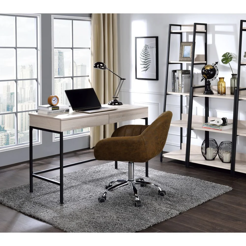 Wendral - Desk - Natural & Black - Funk Metal Works LLC