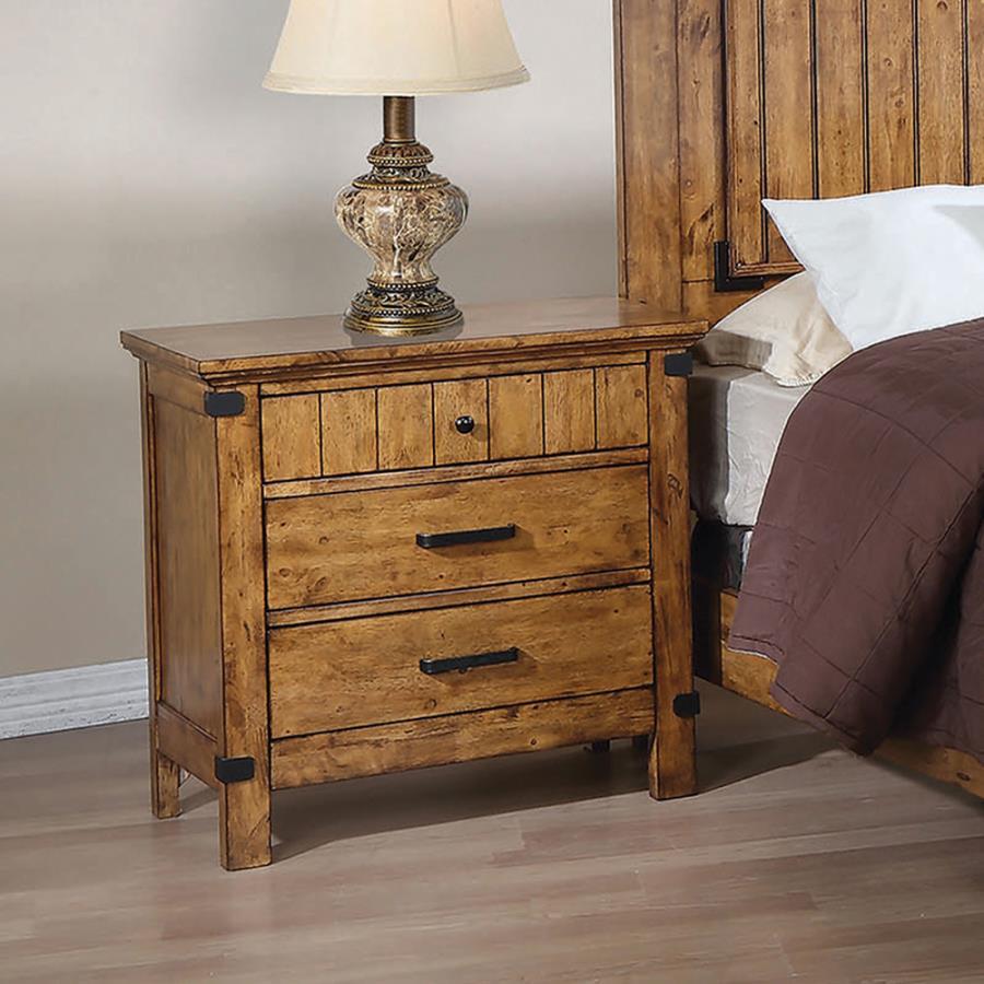 Brenner - Nightstand - Light Brown - Funk Metal Works LLC